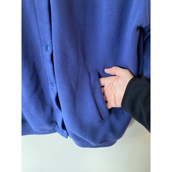 Vicki Wayne Women’s Sweatshirt L Blue Snap Front Fleece Cardigan Cotton Blend - Picture 3 of 8
